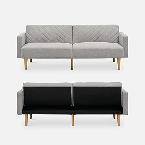 mopio Chloe Futon Sofa Bed, Convertible Sleeper Sofa, Couch, Loveseat, with Tapered Legs, 77.5", Splitback Sofa, Small Couches for Living Room