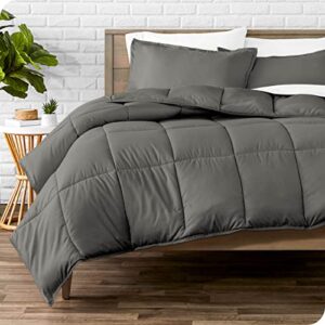 bare home comforter set – queen size – ultra-soft – goose down alternative – premium 1800 series – all season warmth (queen, grey)