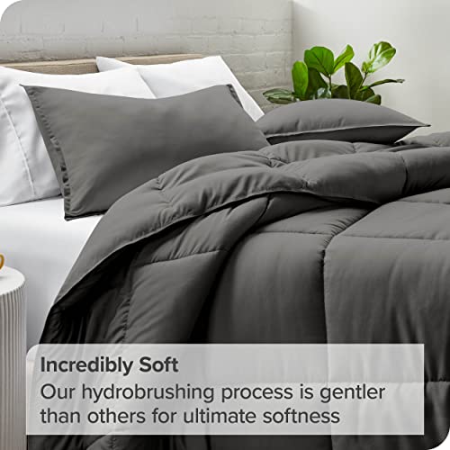 Bare Home Comforter Set - Queen Size - Ultra-Soft - Goose Down Alternative - Premium 1800 Series - All Season Warmth (Queen, Grey)
