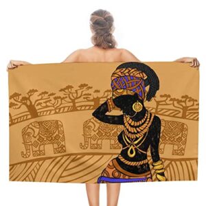 My Little Nest Bath Towels Quick Dry Bathroom Towels Tribal African Woman Portrait Absorbent Shower Towels Soft Hand Towel Wash Cloths for Spa Pool Hotel Gym 31" x 51"