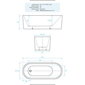 Ursula 67 inch Freestanding Bathtub in White with Floor Mounted Faucet, Drain and Overflow Trim in Polished Chrome