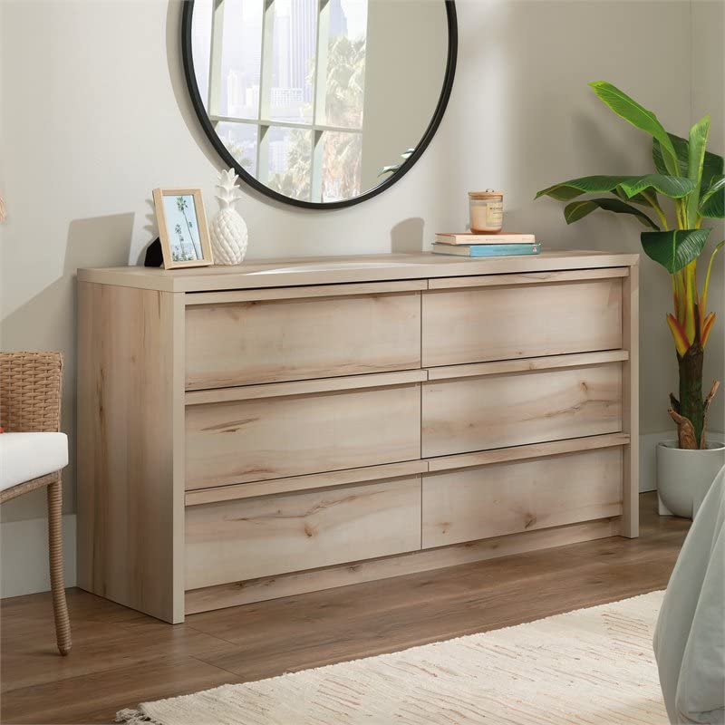 Sauder Harvey Park 6-Drawer Bedroom Dresser in Pacific Maple, Pacific Maple Finish