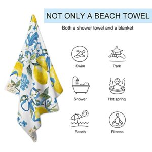 My Little Nest Bath Towels Quick Dry Bathroom Towels Watercolor Lemon Morocco Ornament Absorbent Shower Towels Soft Hand Towel Wash Cloths for Spa Pool Hotel Gym 31" x 51"