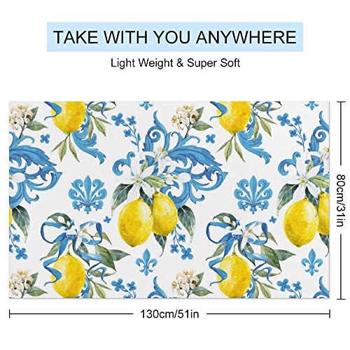 My Little Nest Bath Towels Quick Dry Bathroom Towels Watercolor Lemon Morocco Ornament Absorbent Shower Towels Soft Hand Towel Wash Cloths for Spa Pool Hotel Gym 31" x 51"