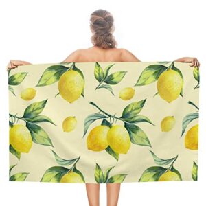 My Little Nest Bath Towels Quick Dry Bathroom Towels Lemon Pattern on Yellow Absorbent Shower Towels Soft Hand Towel Wash Cloths for Spa Pool Hotel Gym 31" x 51"