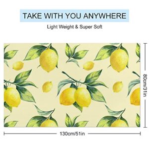 My Little Nest Bath Towels Quick Dry Bathroom Towels Lemon Pattern on Yellow Absorbent Shower Towels Soft Hand Towel Wash Cloths for Spa Pool Hotel Gym 31" x 51"