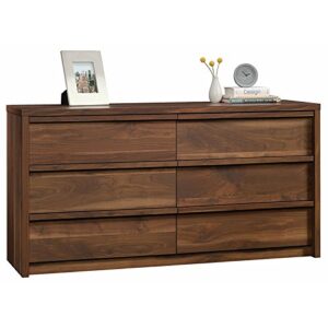 pemberly row modern 6 drawer double bedroom dresser in grand walnut