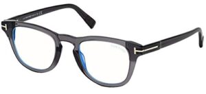 tom ford ft5660-b 020 shiny transparent grey plastic round eyeglasses 49mm