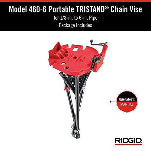 RIDGID 36273 460-6 Portable TRISTAND Chain Vise for 1/8"-6" Pipe, Red/Black