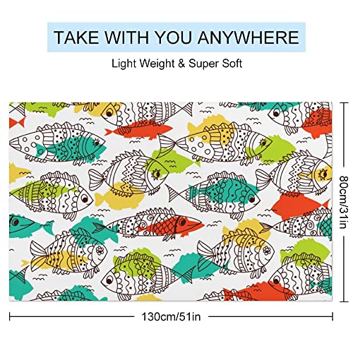 My Little Nest Bath Towels Soft Absorbent Bathroom Towel Sea Fish Colorful Quick Dry Bath Towel Large Shower Towels Lightweight Hand Towels 31" x 51"