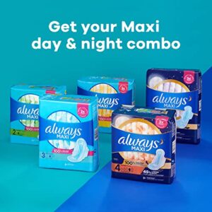 Always Maxi Feminine Pads For Women, Size 5 Extra Heavy Overnight Absorbency, With Wings, Unscented, Pack Of 20