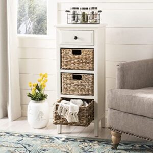 Safavieh American Homes Collection Michaela Side Table, 15" x 11.8" x 35.8", Distressed White