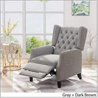 Christopher Knight Home Diana Wingback Recliner, Gray + Dark Brown