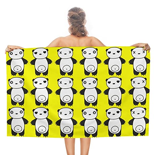 My Little Nest Bath Towels Soft Absorbent Bathroom Towel Pandas Yellow Quick Dry Bath Towel Large Shower Towels Lightweight Hand Towels 31" x 51"