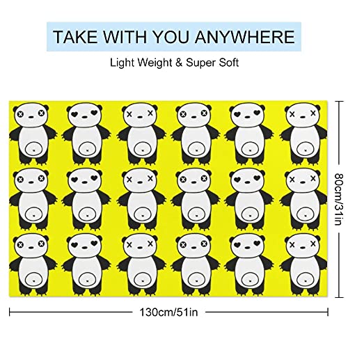 My Little Nest Bath Towels Soft Absorbent Bathroom Towel Pandas Yellow Quick Dry Bath Towel Large Shower Towels Lightweight Hand Towels 31" x 51"