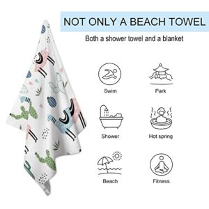 My Little Nest Bath Towels Quick Dry Bathroom Towels Cute Llama Cactus Elements Absorbent Shower Towels Soft Hand Towel Wash Cloths for Spa Pool Hotel Gym 31" x 51"