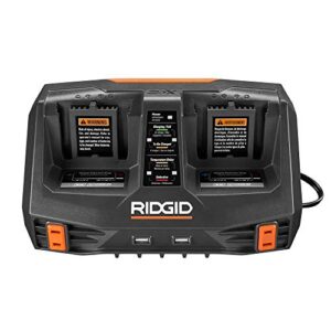 Ridgid 18-Volt Lithium-Ion Dual Port Sequential Charger Kit with (2) 4.0 Ah Batteries and (2) 2.0 Ah Batteries
