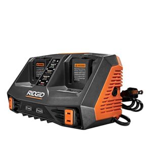 Ridgid 18-Volt Lithium-Ion Dual Port Sequential Charger Kit with (2) 4.0 Ah Batteries and (2) 2.0 Ah Batteries
