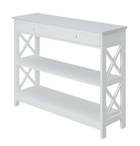 convenience concepts oxford 1 drawer console table with shelves, white
