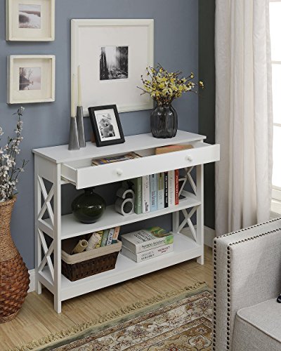 Convenience Concepts Oxford 1 Drawer Console Table with Shelves, White