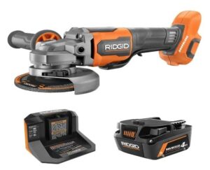 ridgid 18v brushless cordless 4-1/2 in. angle grinder kit with 4.0 ah battery and charger