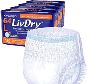 livdry overnight protective underwear large size count: 64