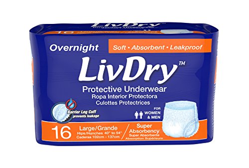 LivDry Overnight Protective Underwear Large size Count: 64