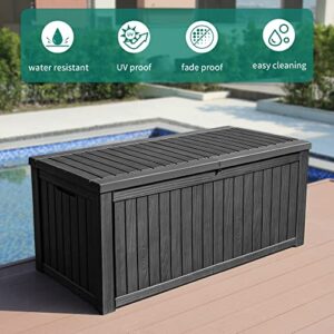YITAHOME 150 Gallon Large Outdoor Storage XL Deck Box w/Divider for Patio Furniture,Outdoor Cushions, Garden Tools, Sports Equipment and Pool Supplies, Waterproof, Resin, Lockable, Black