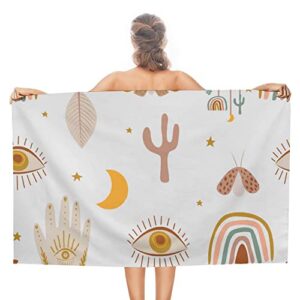 my little nest bath towels quick dry bathroom towels boho tribal eyes cactus stars motif absorbent shower towels soft hand towel wash cloths for spa pool hotel gym 31″ x 51″