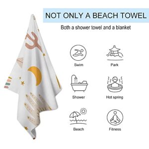 My Little Nest Bath Towels Quick Dry Bathroom Towels Boho Tribal Eyes Cactus Stars Motif Absorbent Shower Towels Soft Hand Towel Wash Cloths for Spa Pool Hotel Gym 31" x 51"