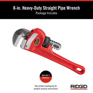 RIDGID 31000 Model 6 Heavy-Duty Plumbing Straight 6" Pipe Wrench, Red, Made in the USA