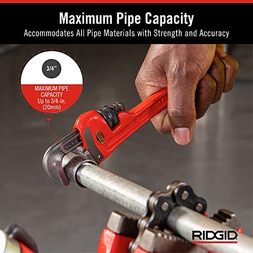 RIDGID 31000 Model 6 Heavy-Duty Plumbing Straight 6" Pipe Wrench, Red, Made in the USA