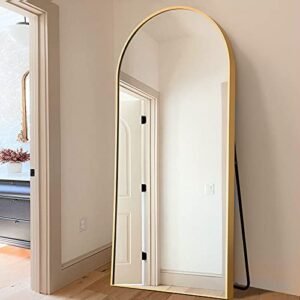 NeuType 71"x32" Arched Full Length Mirror Large Arched Mirror Floor Mirror with Stand Large Bedroom Mirror Standing or Leaning Against Wall Aluminum Alloy Frame Dressing Mirror, Gold