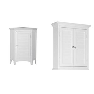 elegant home fashions glancy one shutter doors wooden corner stand floor cabinet white & teamson home glancy detachable bathroom cabinet, white