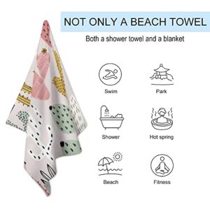 My Little Nest Bath Towels Soft Absorbent Bathroom Towel Colorful Cactuses Hand Drawn Quick Dry Bath Towel Large Shower Towels Lightweight Hand Towels 31" x 51"