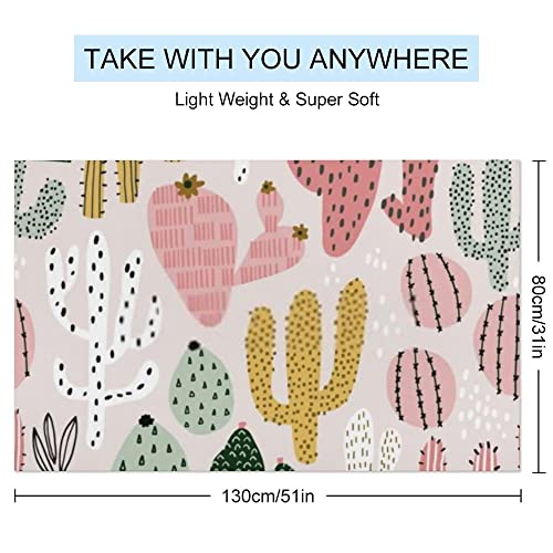 My Little Nest Bath Towels Soft Absorbent Bathroom Towel Colorful Cactuses Hand Drawn Quick Dry Bath Towel Large Shower Towels Lightweight Hand Towels 31" x 51"