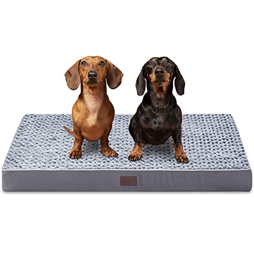 Orthopedic Memory Foam Dog Bed for Large Dogs, Waterproof Dog Crate Bed, Washable Pet Mat with Removable Cover and Nonskid Bottom