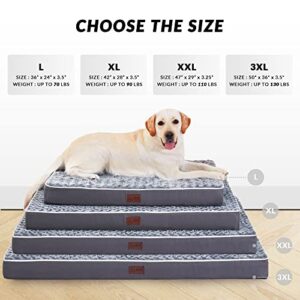 Orthopedic Memory Foam Dog Bed for Large Dogs, Waterproof Dog Crate Bed, Washable Pet Mat with Removable Cover and Nonskid Bottom