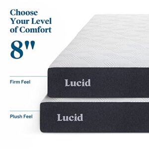 Lucid 8 Inch Queen , Firm Memory Foam Mattress – Bamboo Charcoal Foam –Gel Infused- Hypoallergenic Foam Mattress