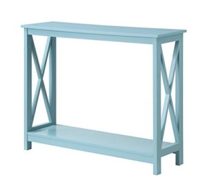 convenience concepts oxford console table with shelf, sea foam blue