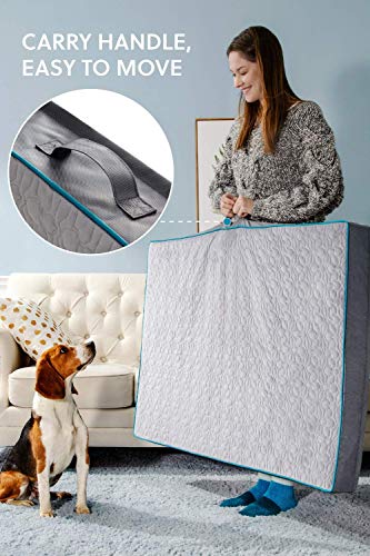 Bedsure Large Orthopedic Dog Bed for Large Dogs - Memory Foam Dog Beds, 2-Layer Thick Pet Bed with Removable Washable Cover and Waterproof Lining (36x27x3.5 Inches), Dog Mattress, Grey