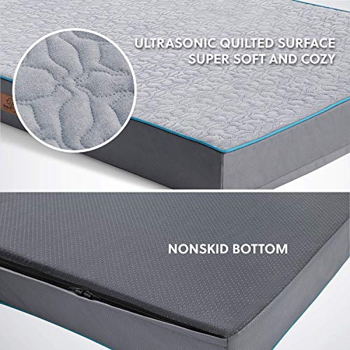 Bedsure Large Orthopedic Dog Bed for Large Dogs - Memory Foam Dog Beds, 2-Layer Thick Pet Bed with Removable Washable Cover and Waterproof Lining (36x27x3.5 Inches), Dog Mattress, Grey