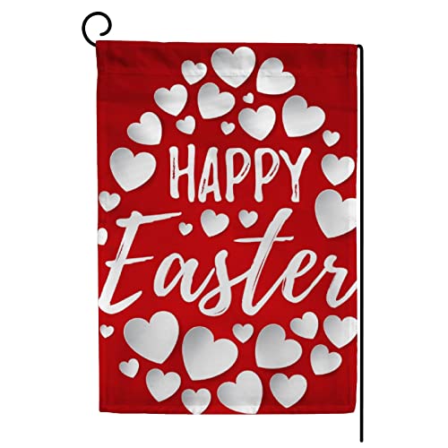 My Little Nest Seasonal Garden Flag White Hearts Happy Easter Egg Double Sided Vertical Garden Flags for Home Yard Holiday Flag Outdoor Decoration Farmhouse Banner 28"x40"