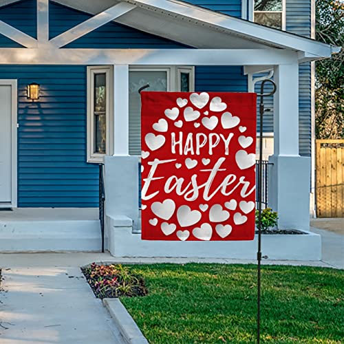 My Little Nest Seasonal Garden Flag White Hearts Happy Easter Egg Double Sided Vertical Garden Flags for Home Yard Holiday Flag Outdoor Decoration Farmhouse Banner 28"x40"