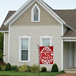 My Little Nest Seasonal Garden Flag White Hearts Happy Easter Egg Double Sided Vertical Garden Flags for Home Yard Holiday Flag Outdoor Decoration Farmhouse Banner 28"x40"