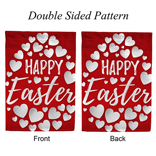 My Little Nest Seasonal Garden Flag White Hearts Happy Easter Egg Double Sided Vertical Garden Flags for Home Yard Holiday Flag Outdoor Decoration Farmhouse Banner 28"x40"