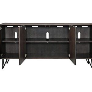 Signature Design by Ashley Chasinfield Urban Geometric Design TV Stand Fits TVs up to 70", 4 Cabinet Doors and 3 Adjustable Storage Shelves, Dark Brown