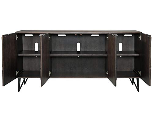 Signature Design by Ashley Chasinfield Urban Geometric Design TV Stand Fits TVs up to 70", 4 Cabinet Doors and 3 Adjustable Storage Shelves, Dark Brown