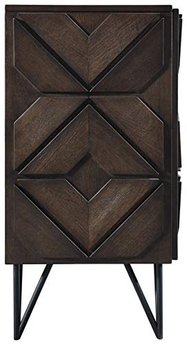 Signature Design by Ashley Chasinfield Urban Geometric Design TV Stand Fits TVs up to 70", 4 Cabinet Doors and 3 Adjustable Storage Shelves, Dark Brown