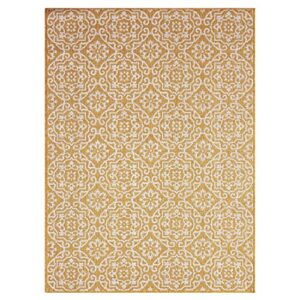 Nicole Miller New York Patio Country Danica Transitional Geometric Indoor/Outdoor Area Rug, Yellow/White, 7'9"x10'2"